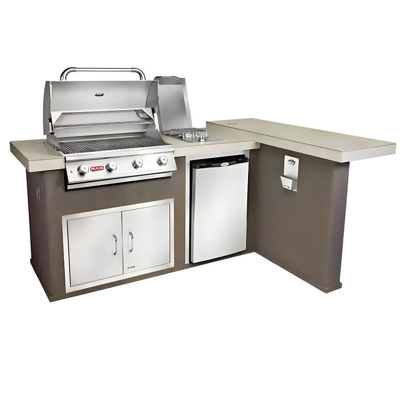 Bull Luxury Q L-Shaped BBQ Grill Island | Porcelain Tile Countertop