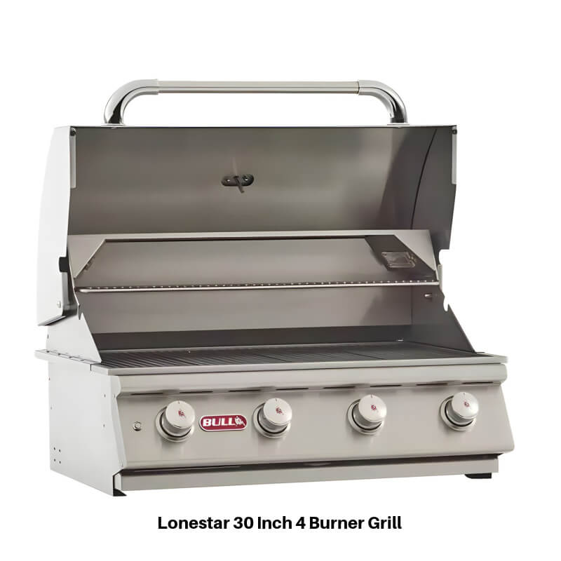 Bull Lonestar 30 Inch Stainless Steel Built In Gas Grill | With Interior Lights