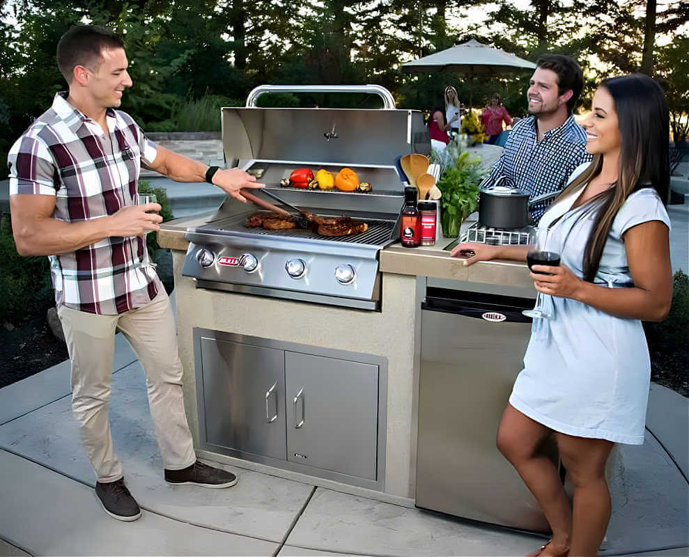 Bull Power Q BBQ Grill Island | Shown On Patio