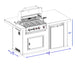 Bull Power Q BBQ Grill Island | Front View DImensions