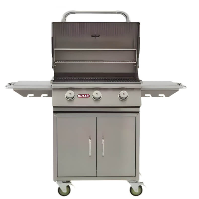 Bull Steer 3 Burner Freestanding Grill | Accessory Hooks on Side Shelves