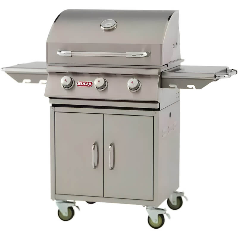 Bull Steer 3 Burner Stainless Steel Freestanding Grill | Locking Caster Wheels