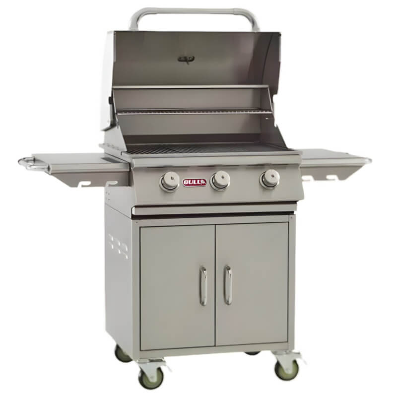 Bull Steer 25 Inch 3 Burner Stainless Steel Freestanding Grill | Dual Lined Grill Hood