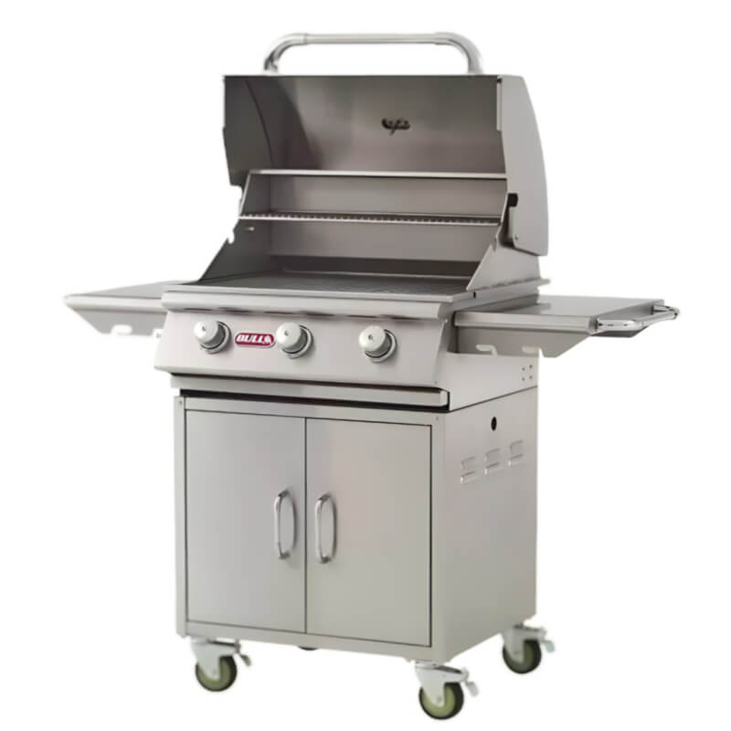 Bull Steer 3 Burner Freestanding Grill | Full Length Grill Hood Handle