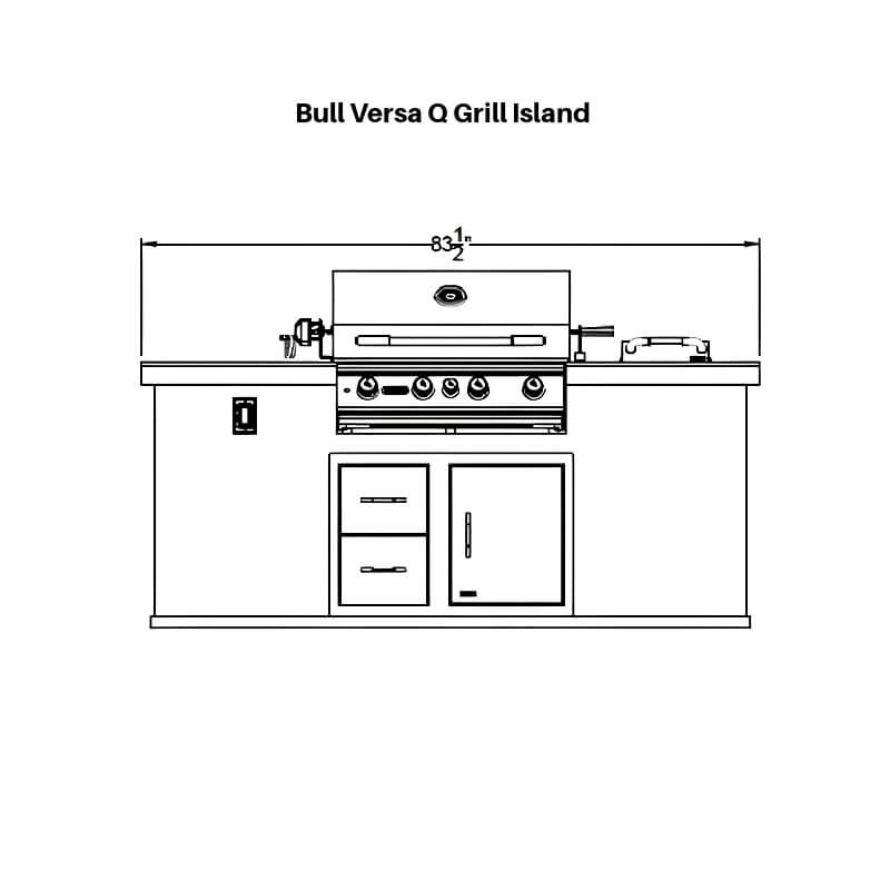 Bull Versa Q BBQ Grill Island | Grill Island And Combo Dimensions