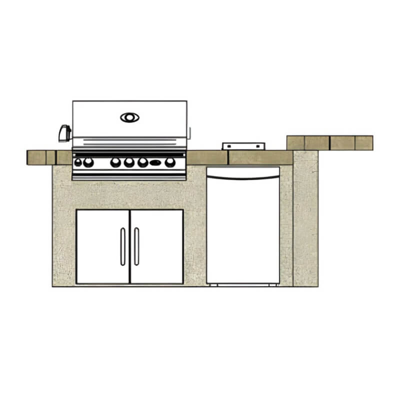 Cal Flame 8 Ft. L-Shaped BBQ Grill Island - BBK830 | Front Rendering