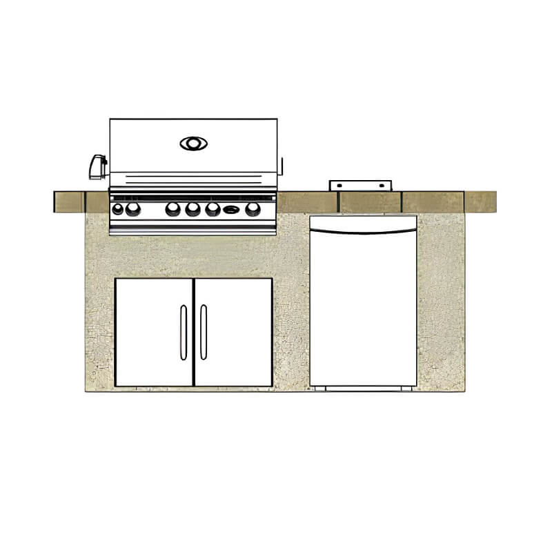 Cal Flame 7 Ft. BBQ Grill Island - BBK-710 | Front Drawing Rendering