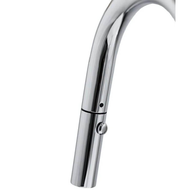 Cameo Chrome Pull-Down Faucet | Sprayer Head Close Up