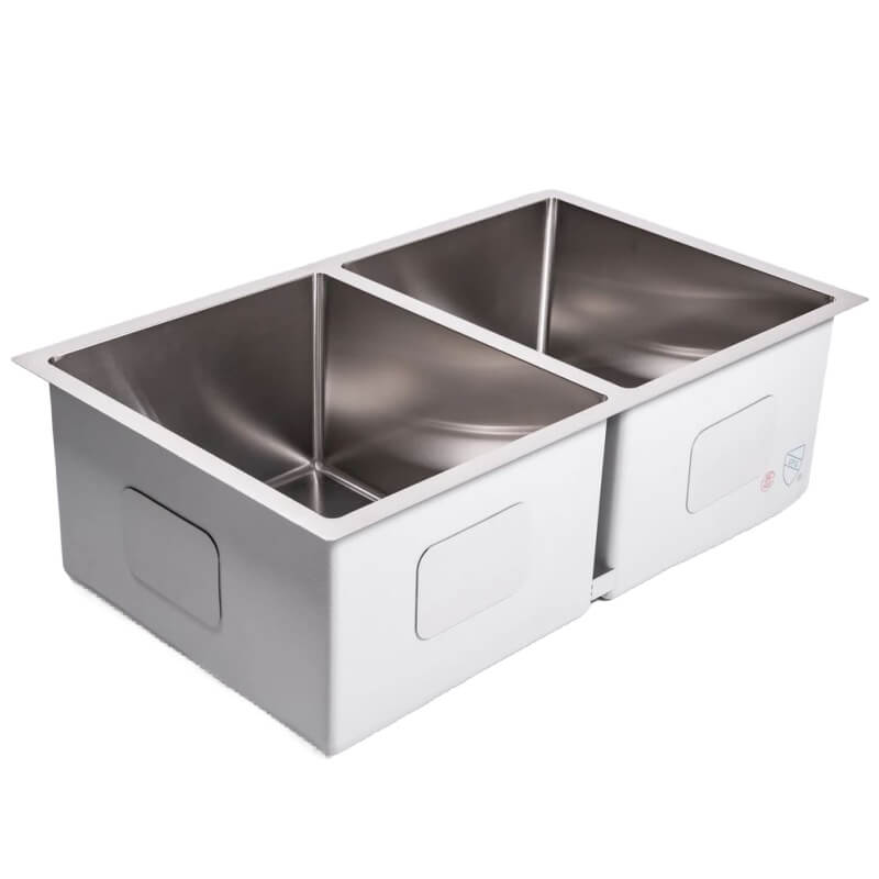 Cameo 32-Inch Stainless Steel 50/50 Double Basin Sink | Made in the USA