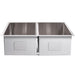 Cameo 32-Inch Stainless Steel 50/50 Double Basin Sink | Rear View
