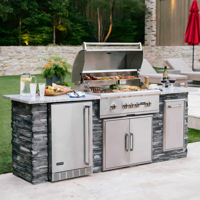 Coyote 21-Inch Outdoor Refrigerator | Shown With Coyote Gas Grill 