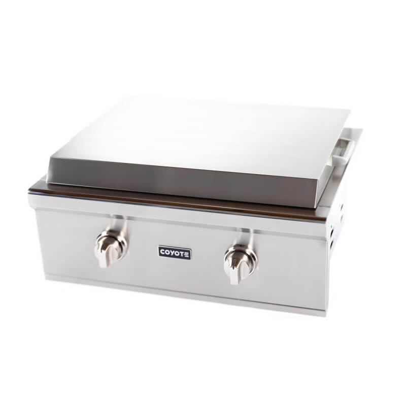 Coyote 30-Inch Built-In Flat Top Grill | Stainless Steel Lid