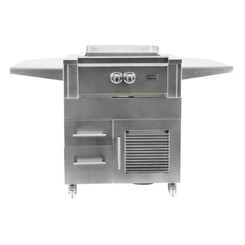 Coyote Built-In Power Burner w/ Coyote Universal Cart and Teppanyaki Griddle