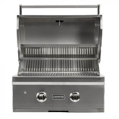 Coyote C-Series 28-Inch 2-Burner Built-In Gas Grill | Hood Opened