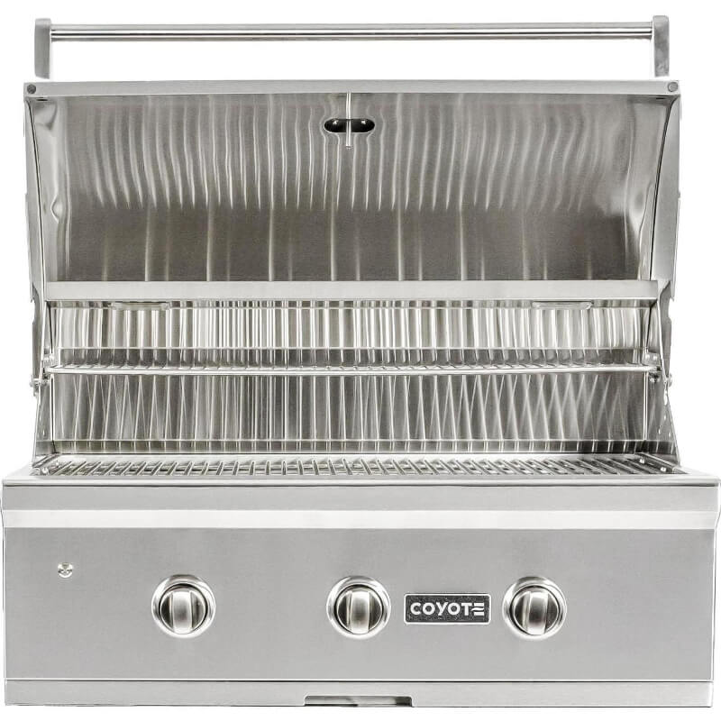 Coyote C-Series 34-Inch 3-Burner Built-In Gas Grill | Double Lined Stainless Steel Grill Hood