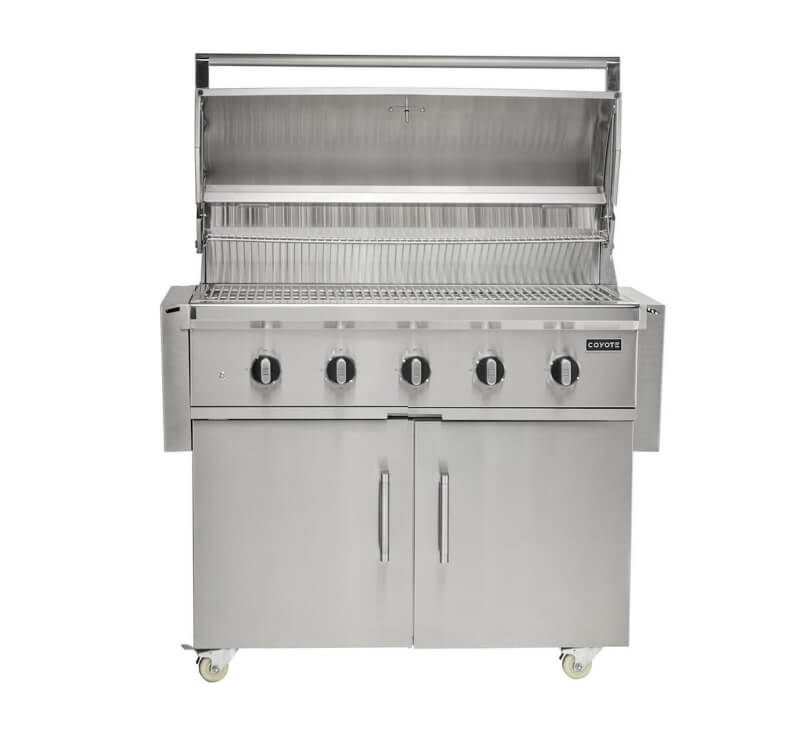 Coyote CL-Series 42-Inch Freestanding Gas Grill | Hood Opened