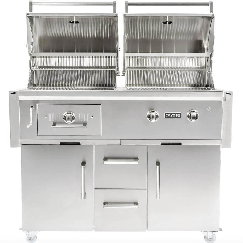 Coyote Centaur 50-Inch Dual Fuel Freestanding Grill | Deluxe Storage Grill Cart