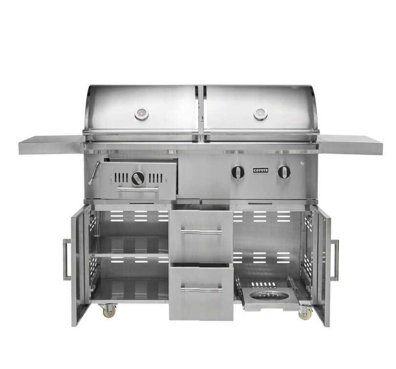 Coyote Centaur 50-Inch Dual Fuel Freestanding Grill | Storage & Propane Slide Out