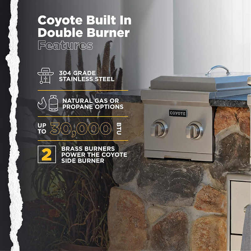 Coyote Built-In Double Side Burner | 30,000 BTUs