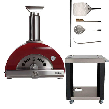 Coyote Hybrid Pizza Oven Bundle in Red