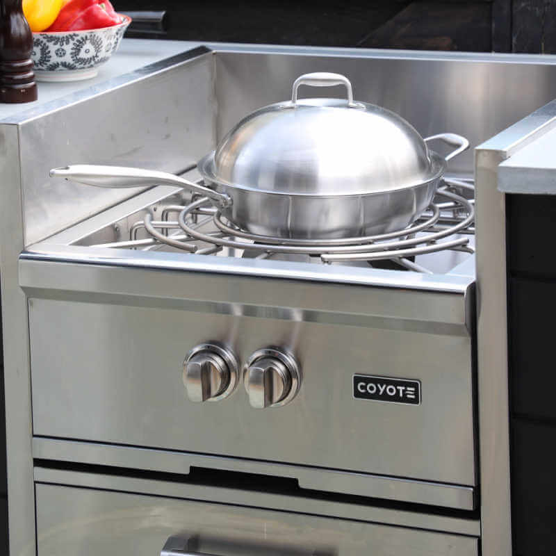 Coyote Built-In Power Burner With Insert Sleeve | Shown Cooking