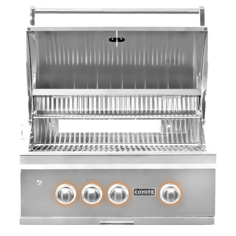 Coyote S-Series 30-Inch 3-Burner Built-In Gas Grill | Rotisserie Backburner