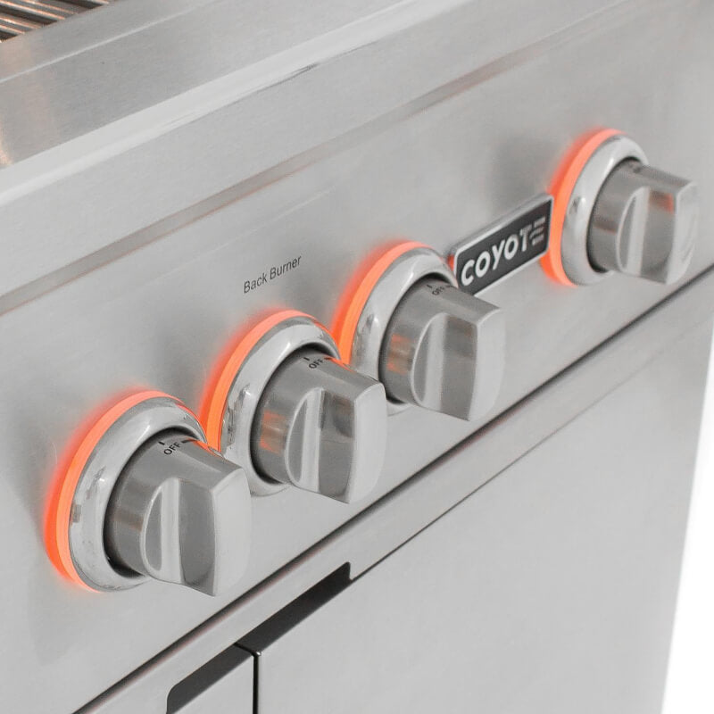 Coyote S-Series 30-Inch 3-Burner Built-In Gas Grill | LED Gas Light Knobs