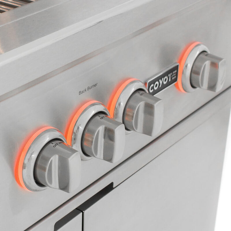 Coyote S-Series 36-Inch 4-Burner Freestanding Grill | Backlit Gas Knobs