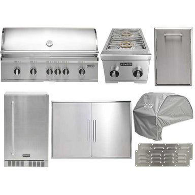 Coyote 8-Piece SL-Series 42-Inch 5-Burner Gas Grill Outdoor Kitchen Package