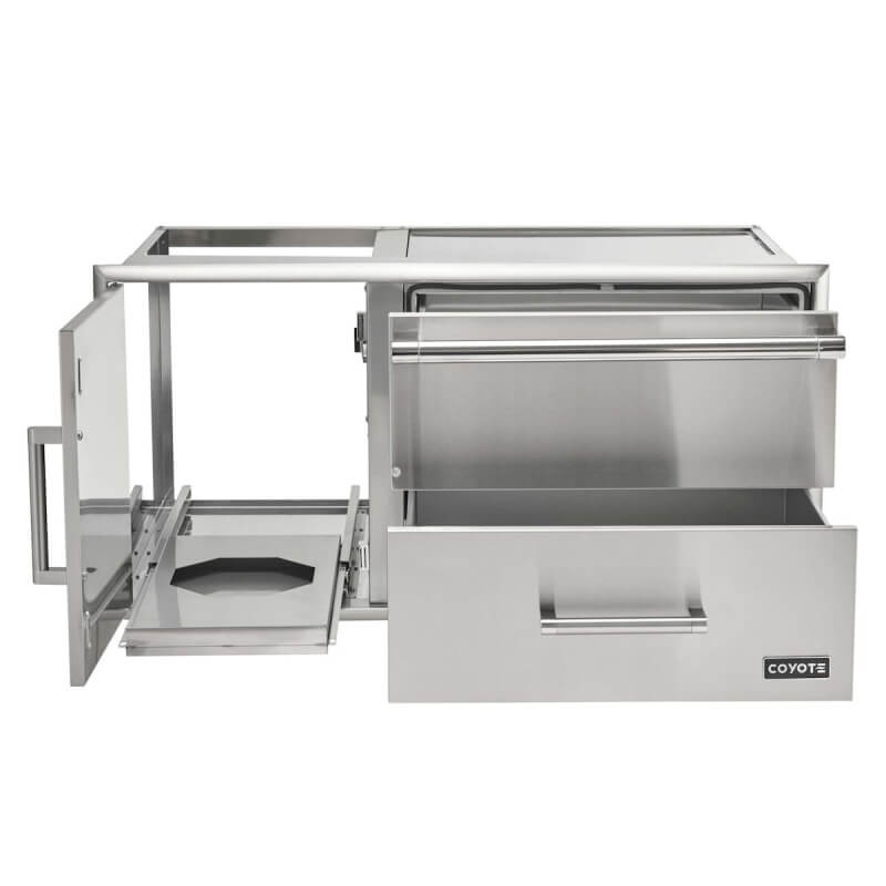 Coyote Warming Drawer & Door Combo | Slide Out Propane Tray