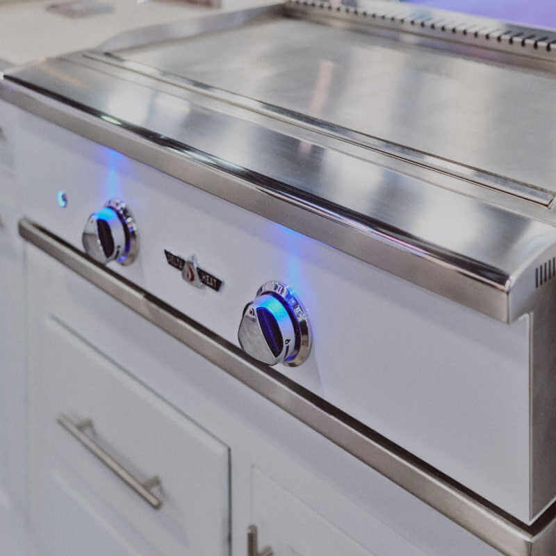 Delta Heat Griddle | White Finish w/ Blue LED Lights