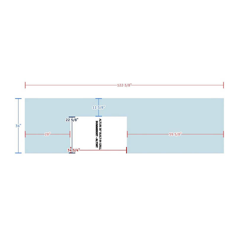 EZ Finish Systems 10 Ft RTF Modular Grill Island | Top View Specs