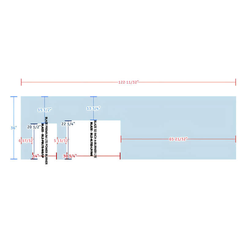 EZ Finish Systems 10 Ft Ready-To-Finish Grill Island  | Top View Dimensions