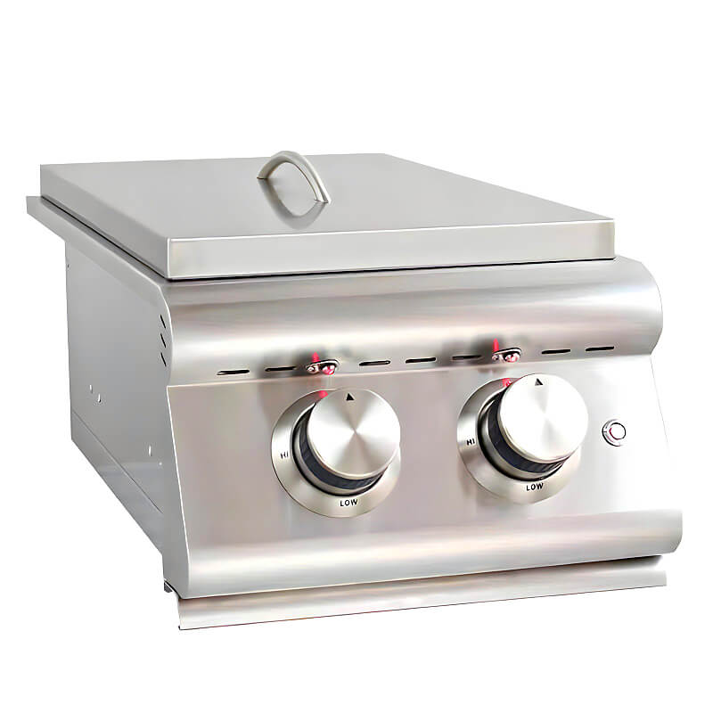 EZ Finish Systems 10 Ft Ready-To-Finish Outdoor Grill Island | Blaze Double Side Burner | Stainless Steel Lid