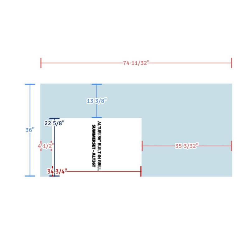 EZ Finish Systems 6 Ft Ready-To-Finish Grill Island | Top View Dimensions