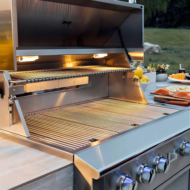 EZ Finish Systems 6 Ft Ready-To-Finish Grill Island | Summerset Alturi 36-Inch 3 Burner Gas Grill | Installed in 6 Ft Grill Island