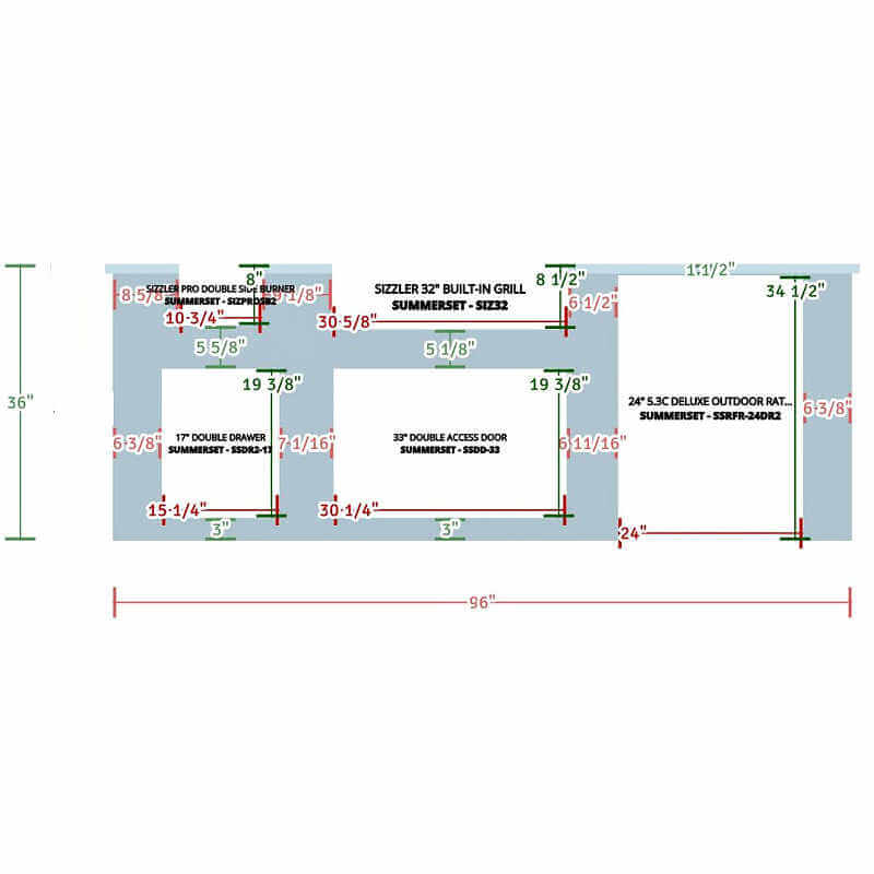 EZ Finish Ready-To-Finish Grill Island | Front Cut-Out Dimensions