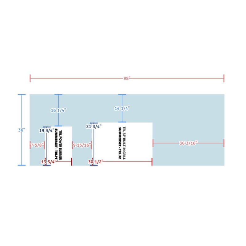 EZ Finish Outdoor Systems Ready-To-Finish Grill Island | Top View Dimensions