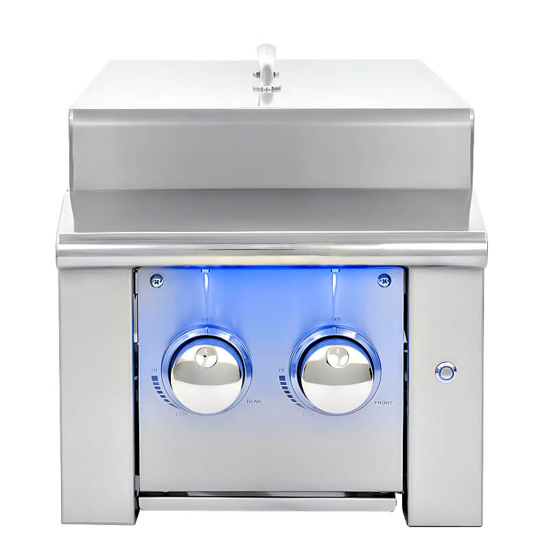 EZ Finish 8-Foot Ready-to-Finish Outdoor Grill Island | Summerset Alturi Double Side Burner | Blue LED Lights on Gas Controls
