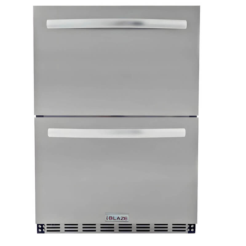 EZ Finish Systems 10 Ft Ready-To-Finish Outdoor Grill Island |Blaze Double Drawer Refrigerator | Front Venting