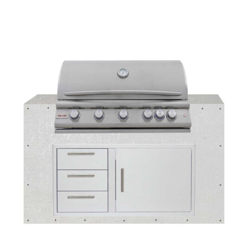 EZ Finish Outdoor Kitchen Systems 60-Inch Ready-to-Finish Outdoor Kitchen Module w/ Blaze Premium LTE+ 40-Inch Gas Grill & Triple Drawer & Door Combo