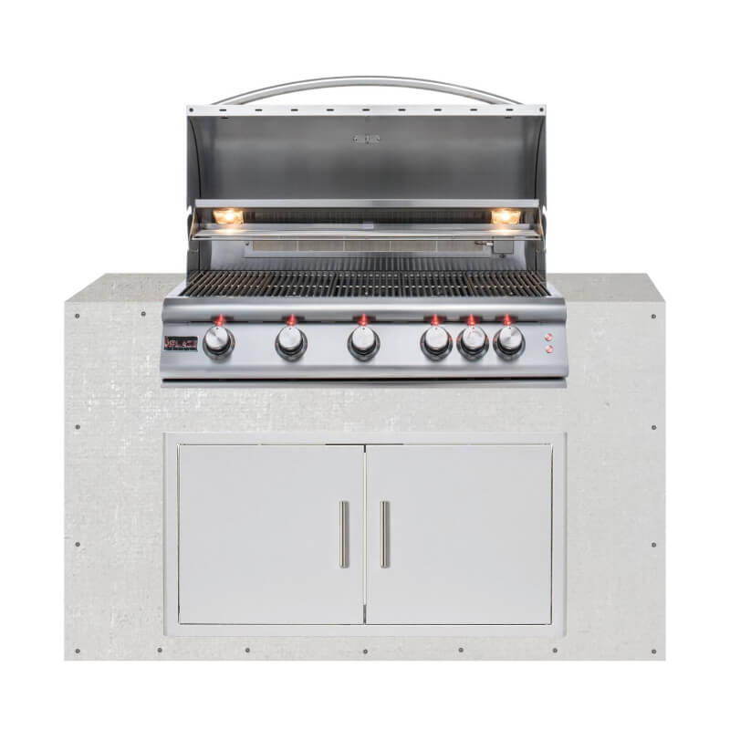 EZ Finish Outdoor Kitchen Systems 60-Inch Ready for Finish Outdoor Kitchen Module w/ Blaze Premium LTE 40-Inch Grill & Double Doors