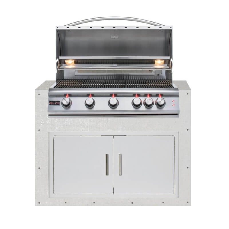 EZ Finish Outdoor Kitchen Systems 48-Inch Ready for Finish Outdoor Kitchen Module w/ Blaze Premium LTE 40-Inch Grill & Double Doors