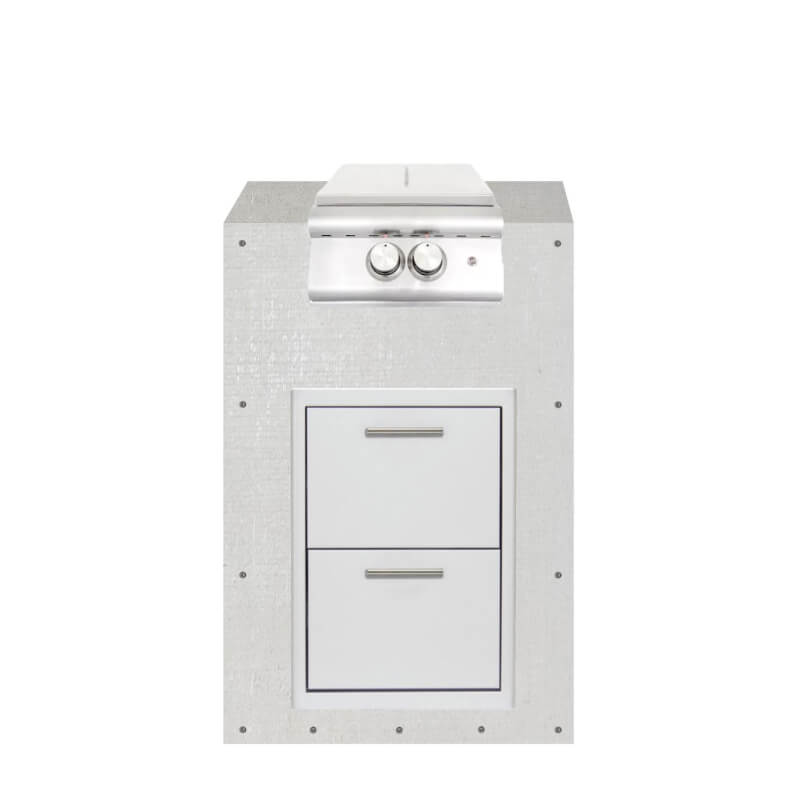 EZ Finish Outdoor Kitchen Systems 24-Inch Module w/ Blaze Premium LTE Power Burner & Double Drawers