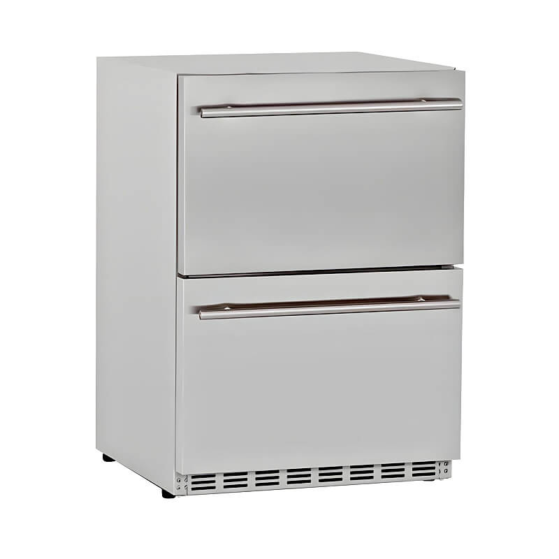 EZ Finish Ready To Finish 8ft Modular Grill Island | Summerset 24-Inch 5.3 Cu Ft. 2-Drawer Refrigerator | Front Venting