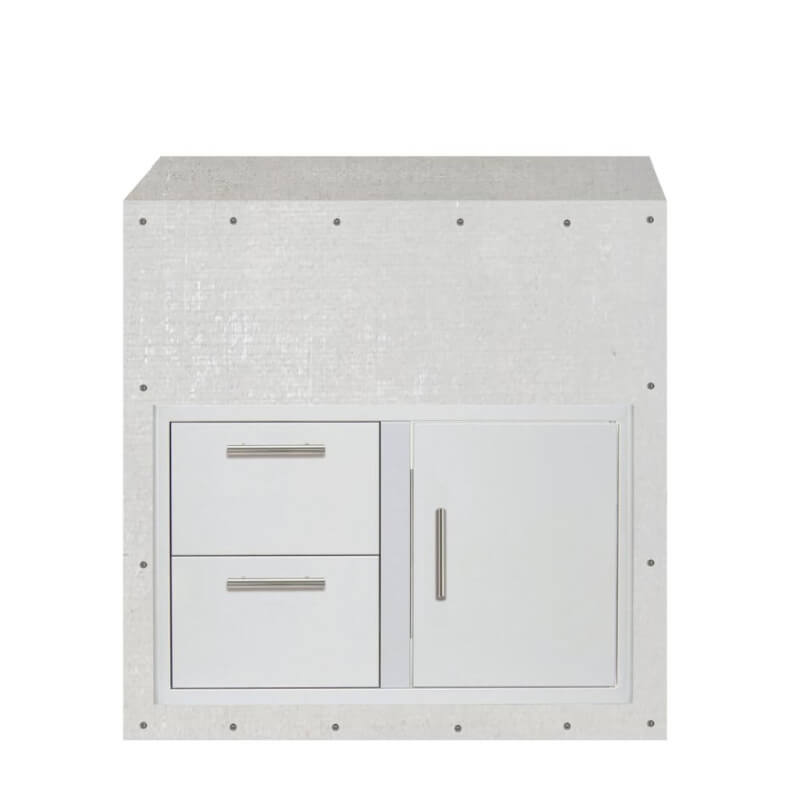 EZ Finish Outdoor Kitchen Systems 36-Inch Ready for Finish Outdoor Kitchen Module w/ Double Drawer & Door Combo