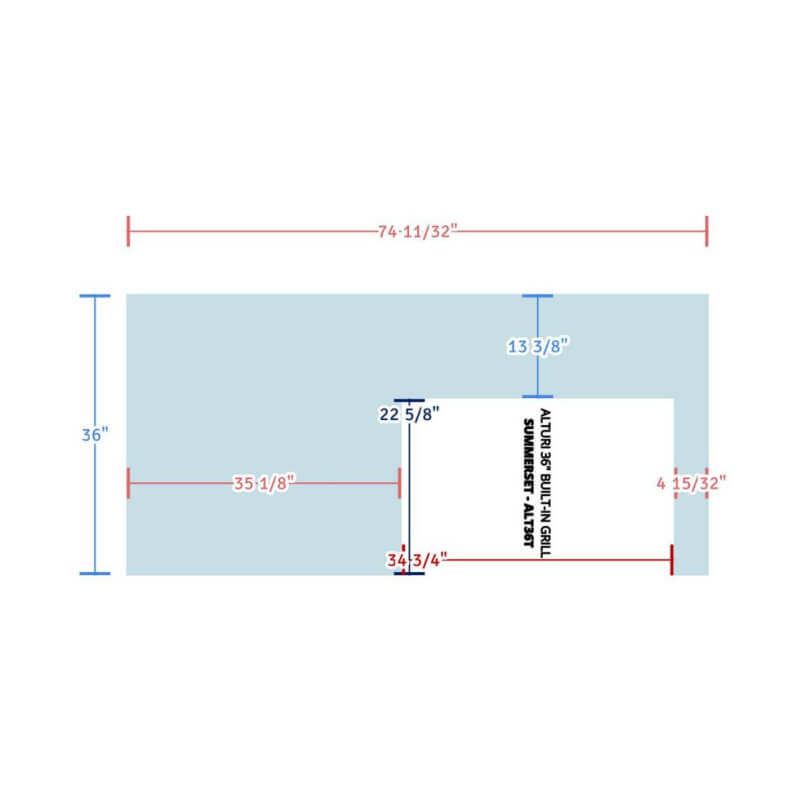 EZ Finish Systems 6 Ft Ready-To-Finish Grill Island | Top View Dimensions