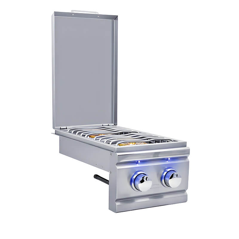 EZ Finish 8Ft Ready-To-Finish Grill Island | Summerset TRL Series Double Side Burner | Blue LED Lights on Gas Control