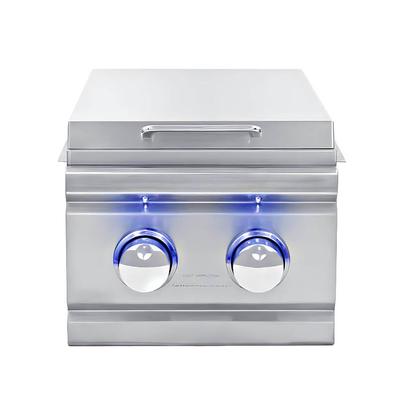 EZ Finish Systems 10 Ft Ready-To-Finish Outdoor Grill Island | TRL Double Side Burner | Stainless Steel Lid