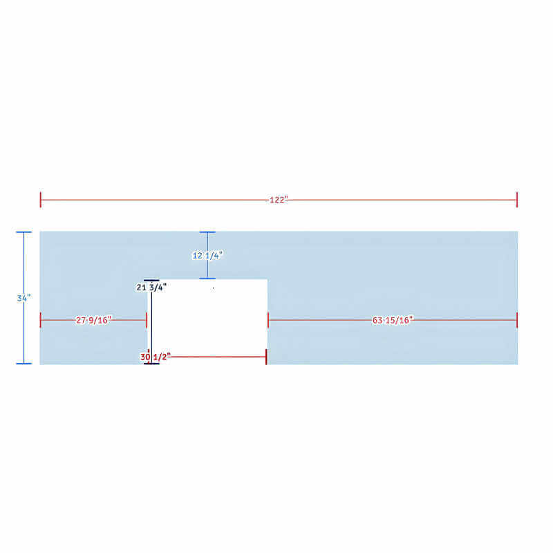 EZ Finish Systems 10 Ft Ready-To-Finish Outdoor Grill Island | Top View Dimensions